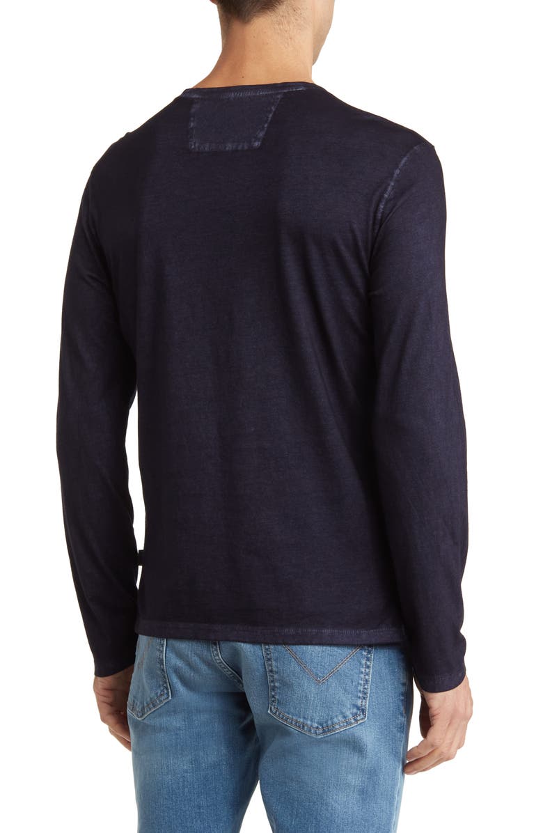 John Varvatos Crewneck Long Sleeve T-Shirt, Alternate, color, Ink Blue