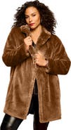 Roaman's Plus Size Mid Length Luxe Faux Fur Coat (plus)