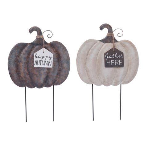 Metal Rustic Pumpkin Set of 2 Fall Harvest Home Decorations