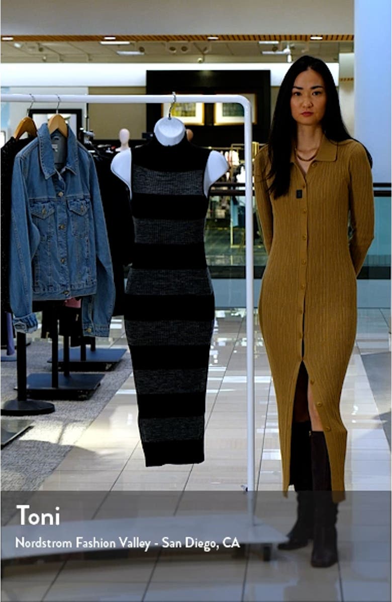 Lynda Stripe Turtleneck Sleeveless Sweater Dress, sales video thumbnail