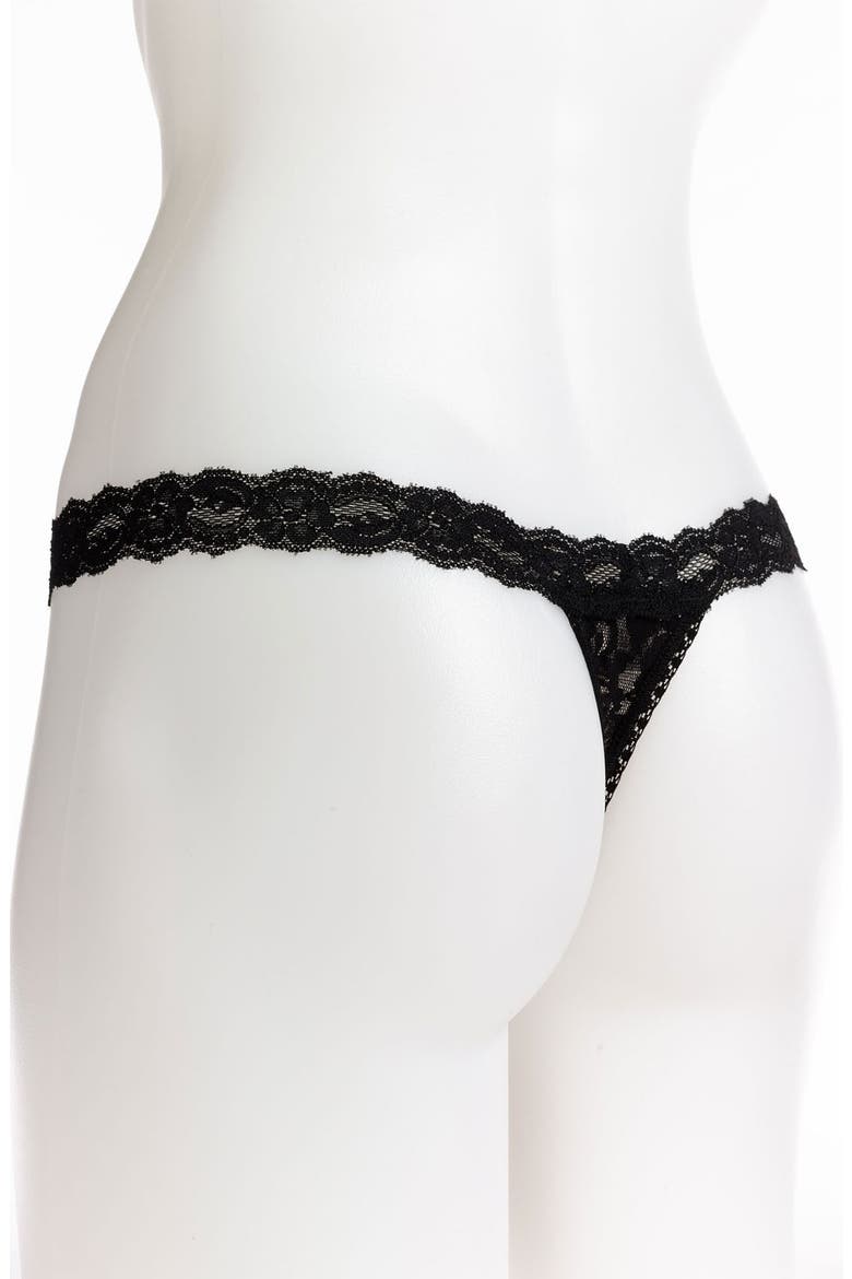 Signature Lace Low Rise G-String, Alternate, color, BLACK