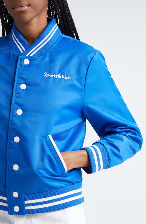 Sporty And Rich Sporty & Rich Wellness Club Embroidered Satin Varsity Jacket