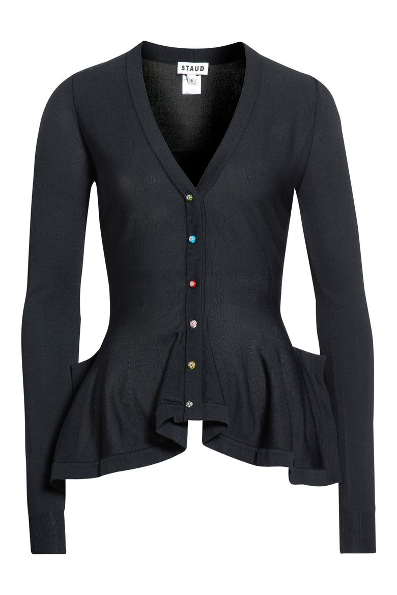 Jamie Ruffle Hem Cardigan, Main, color, BLACK