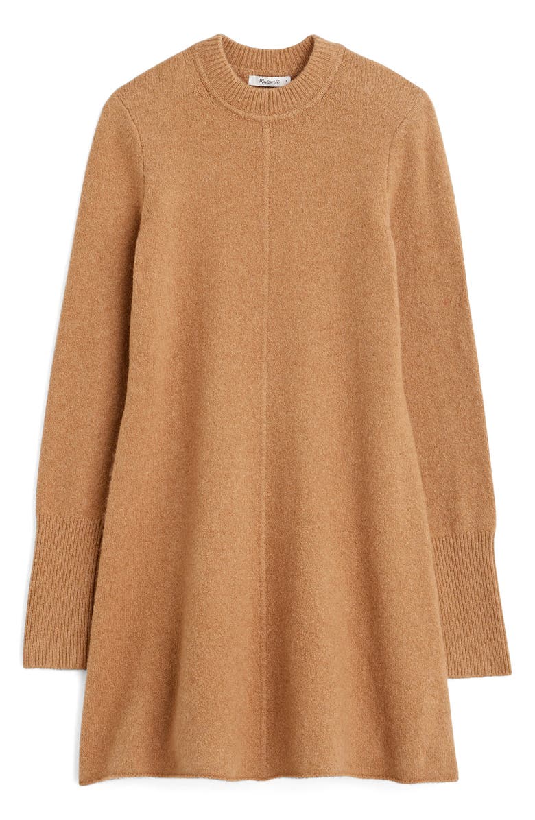 Madewell Long Sleeve Mini Sweater Dress, Alternate, color, Heather Caramel