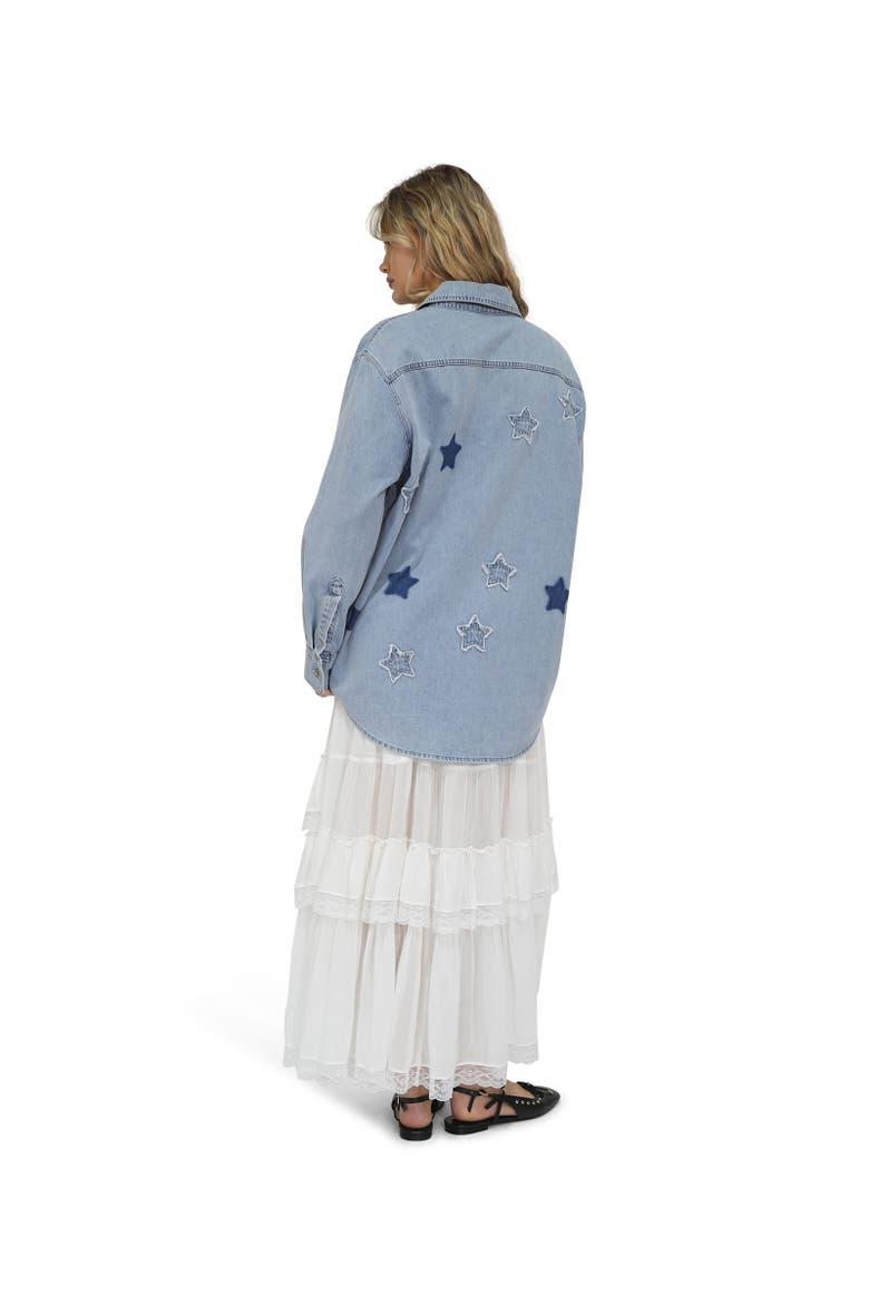 Stargazer Patch Detail Denim Shirt, Alternate, color, Blue