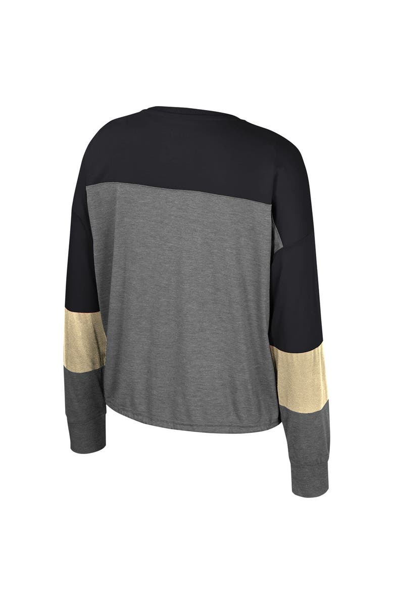 COLOSSEUM Women's Colosseum Gray Purdue Boilermakers Twinkle Lights Tie Front Long Sleeve T-Shirt, Alternate, color,