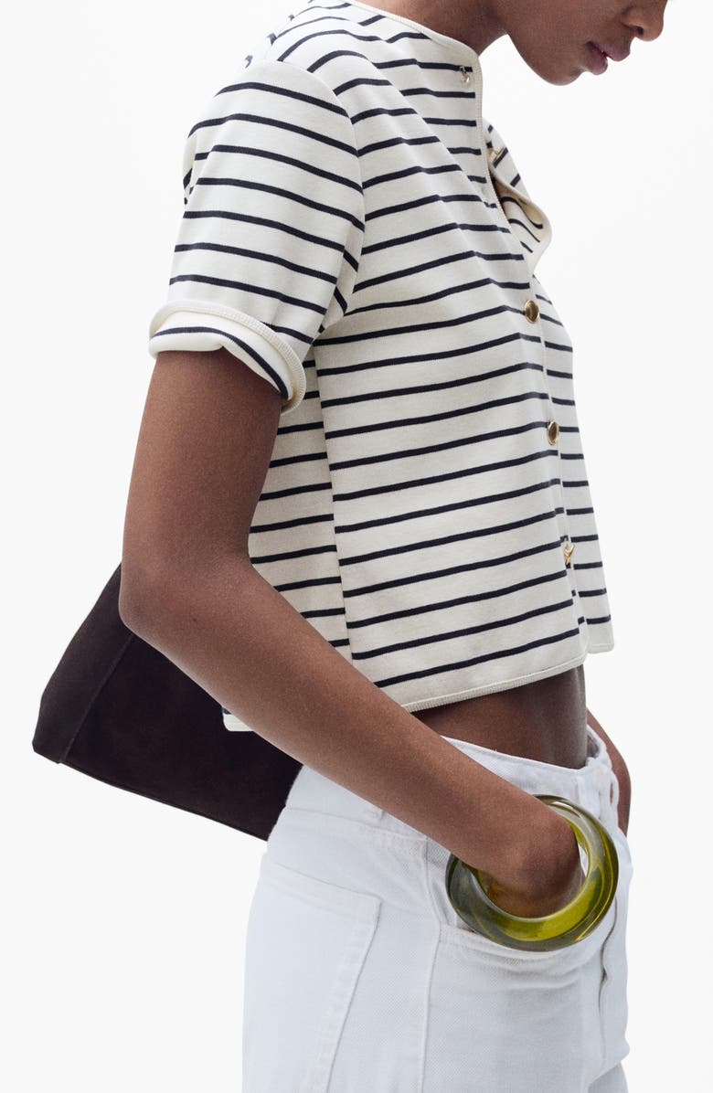 MANGO Striped Crop Cardigan, Alternate, color, 