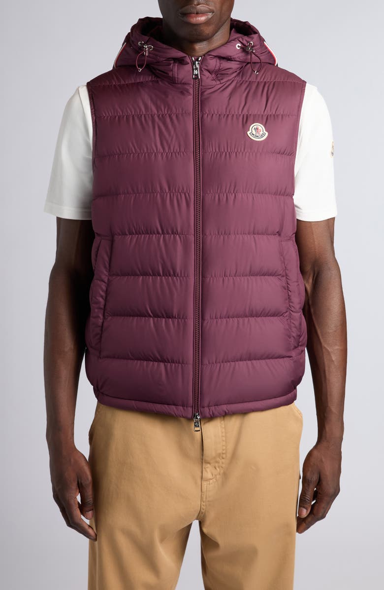 Moncler Marseillan Hooded Down Puffer Vest, Main, color, Catawba Grape