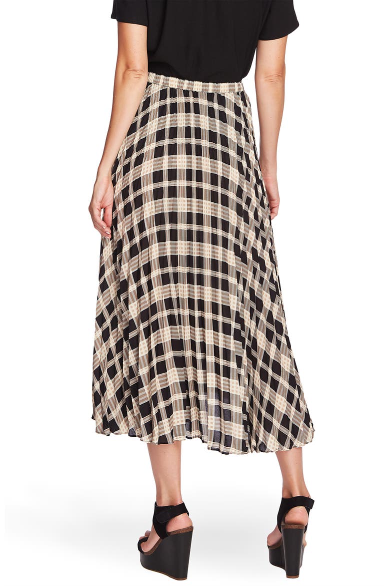 Highland Plaid Pleated Skirt, Alternate, color, RICH BLACK