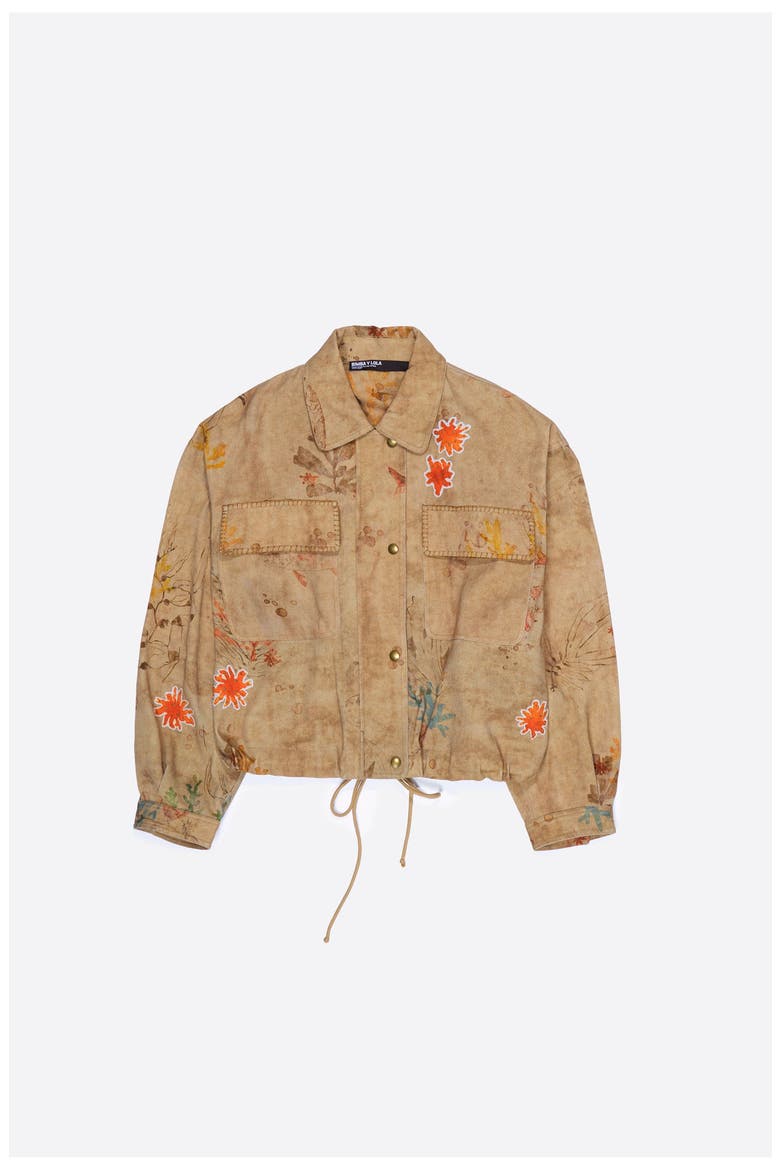 Cropped Jacket With Stitching And Patches, Alternate, color, UNDERWATER GARDEN