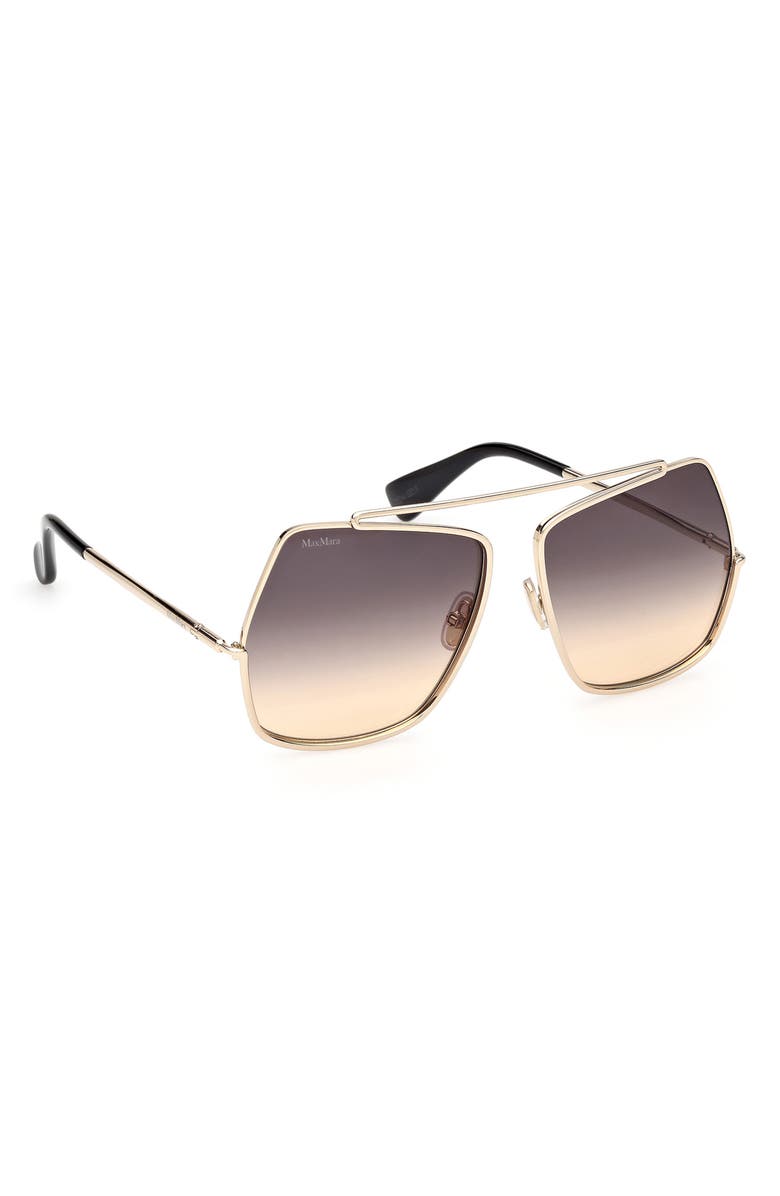 Max Mara Elsa Petite 58mm Gradient Pilot Sunglasses, Alternate, color, Gold / Gradient Smoke