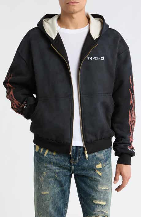 Flame Logo Zip Front Hoodie