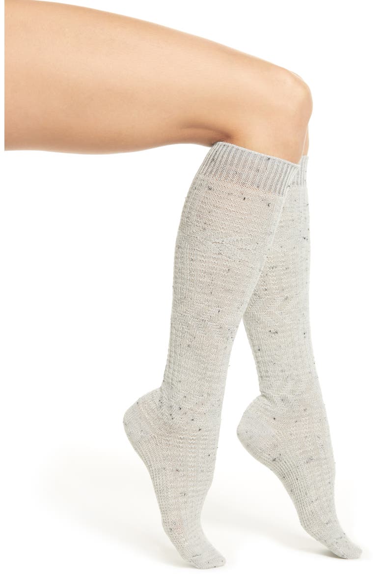 Wheat Fields Knee High Socks, Main, color, WINTER WHITE DONEGAL