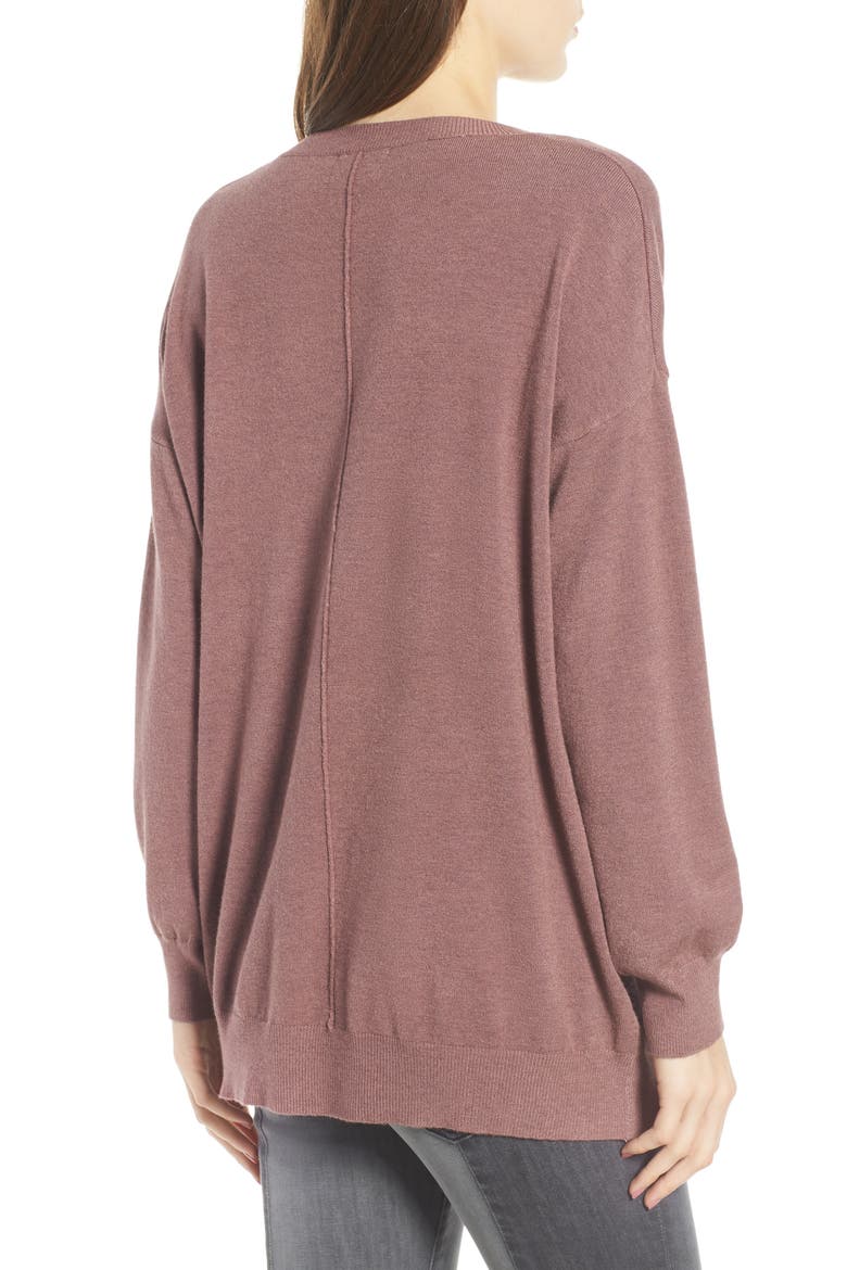 Exposed Seam Sweater, Alternate, color, HEATHER BERRY