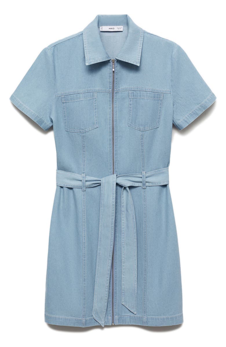 MANGO Belted Denim Minidress, Main, color, 