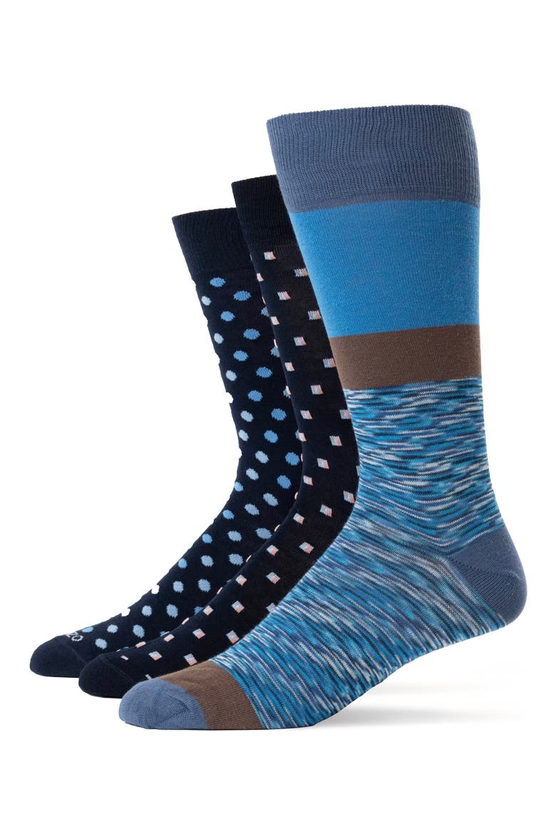 Assorted 3-Pack Crew Socks, Main, color, NAVY