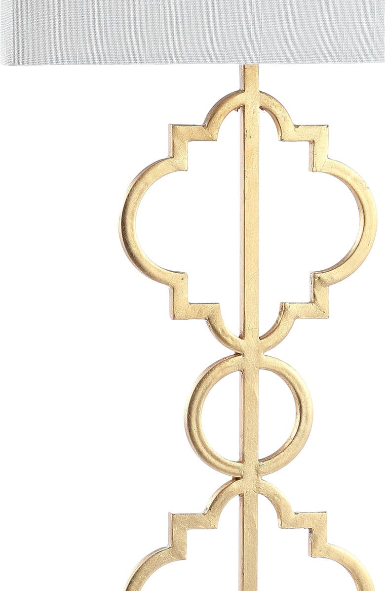 JONATHAN Y Selina Iron Ogee Trellis Modern LED USB Table Lamp, Alternate, color, Gold Leaf