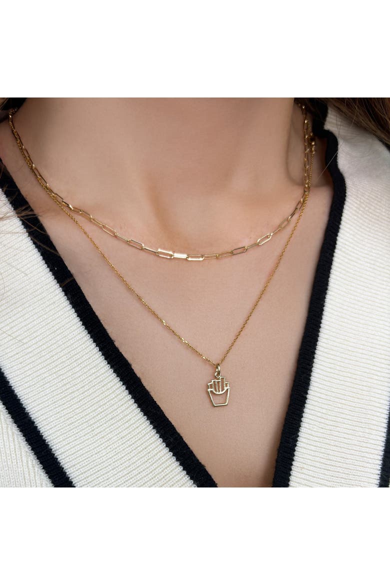Mini Gold French Fries Charm, Alternate, color, Yellow Gold
