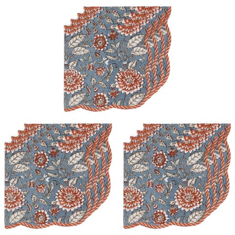 Dahlia Block Print Napkins - Set of 12