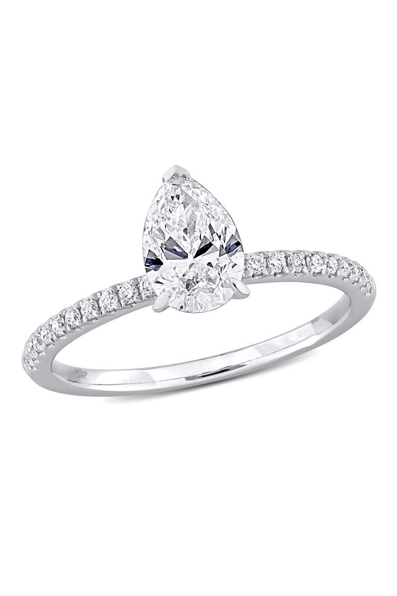 1-1/6 CTW Lab-Grown Diamond Pear Solitaire Ring 14k, Main, color, White Gold
