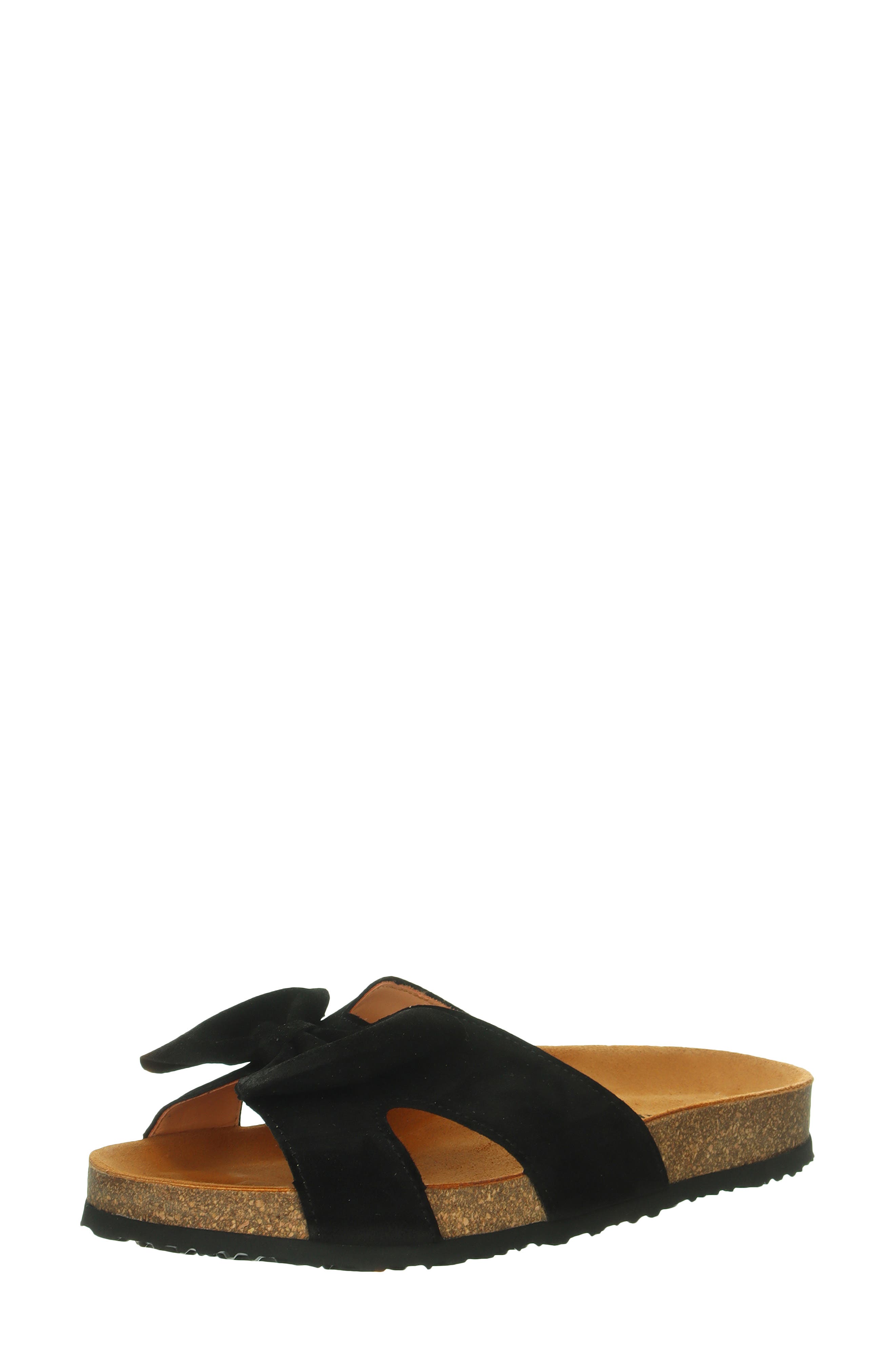 Think! Crissi Bow Slide Sandal, Main, color, Black
