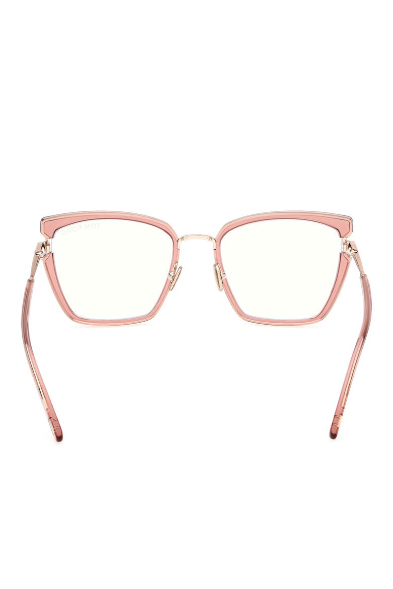 54mm Butterfly Blue Light Blocking Optical Glasses, Alternate, color, ROSE GOLD / T LOGO