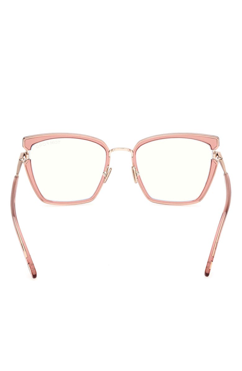 TOM FORD 54mm Butterfly Blue Light Blocking Optical Glasses, Alternate, color, Rose Gold / T Logo