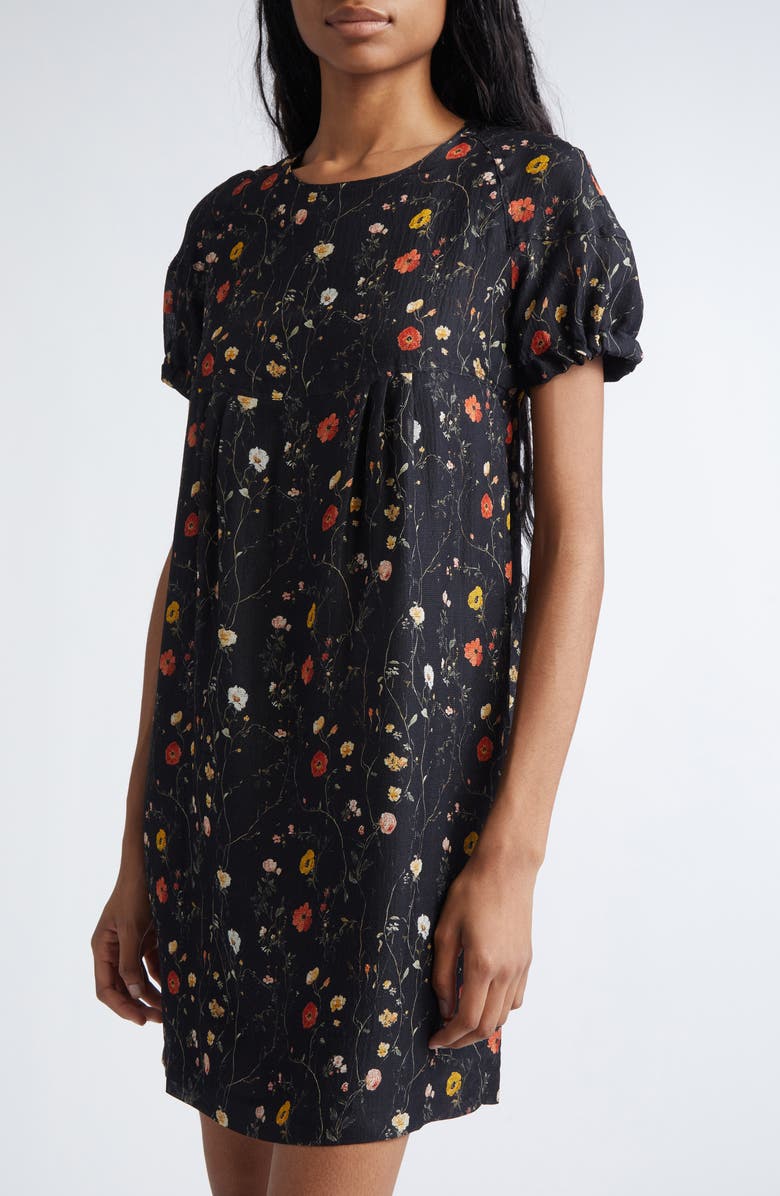 R13 Raglan Sleeve Babydoll Dress, Alternate, color, Floral On Black