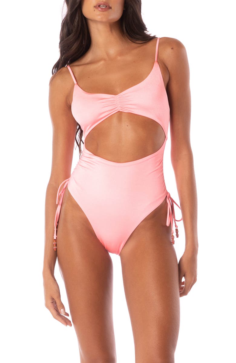 Maaji Orchid Pink Kai Cutout Reversible One-Piece Swimsuit, Main, color, 