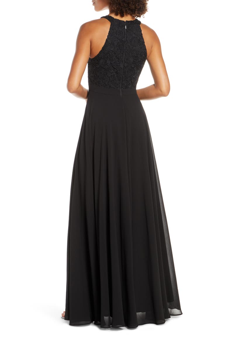 Love Poem Lace Halter Gown, Alternate, color, BLACK
