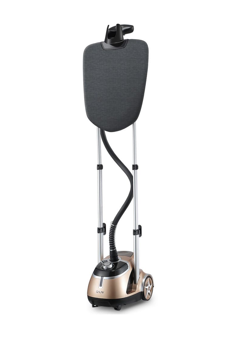 Professional Dual Bar 4-Setting Garment Steamer & Built-In Ironing Board, Main, color, GOLD