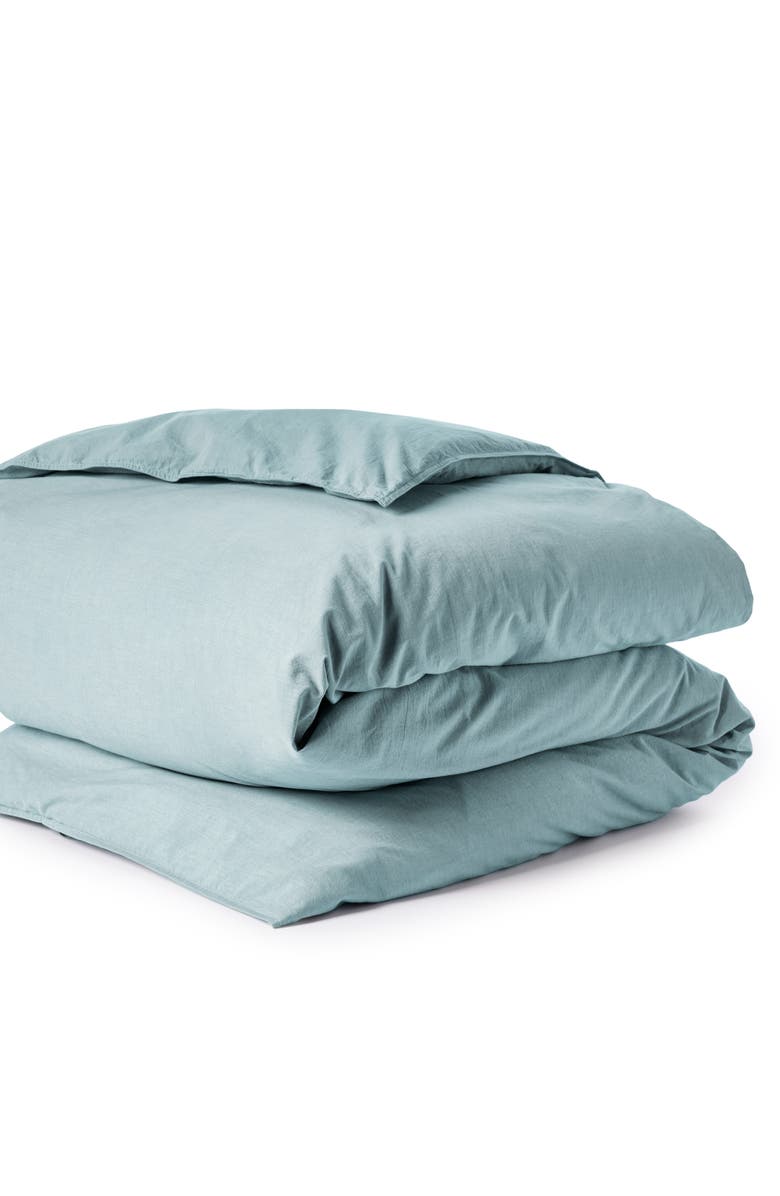 Coyuchi Organic Cotton Crinkled Percale<sup>™</sup> Duvet Cover, Main, color, Surf Chambray