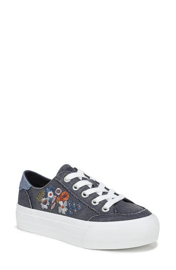 Blowfish Malibu Vivid 3 Floral Embroidered Low Top Sneaker In Blue