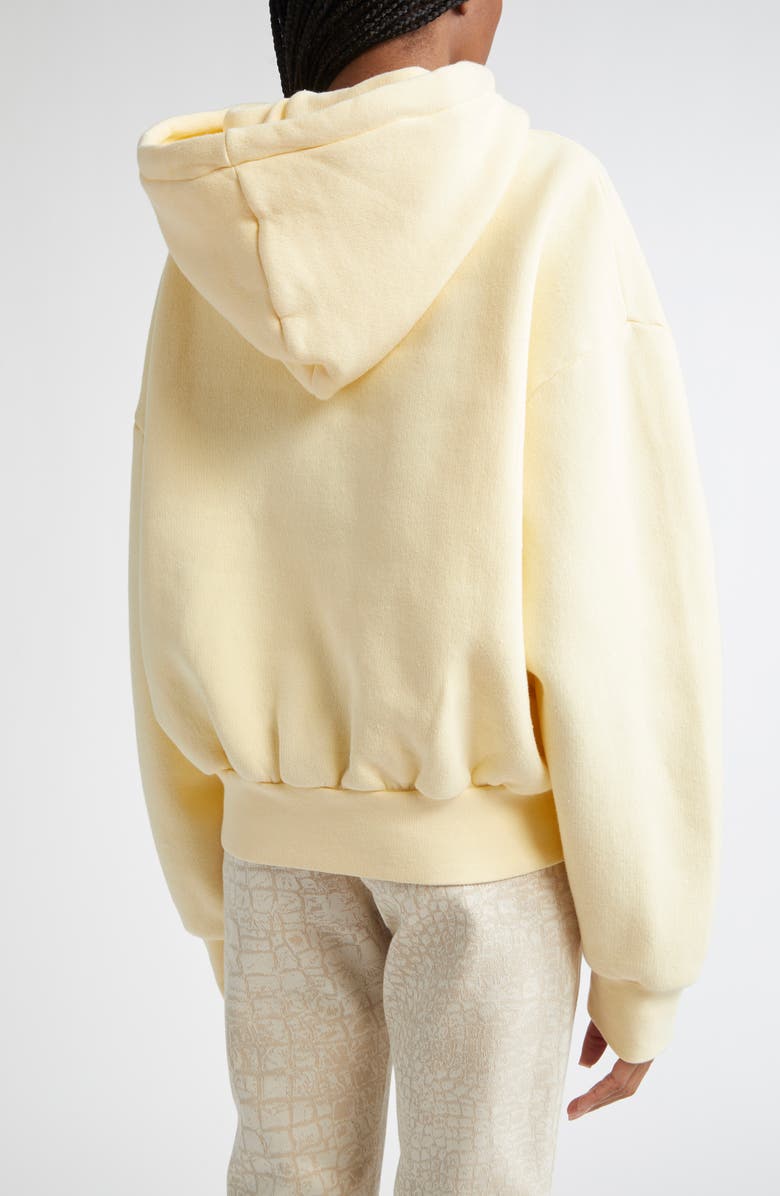 Jacquemus Le Hoodie Corto Embroidered Cotton Fleece Hoodie, Alternate, color, Uni Club Beige