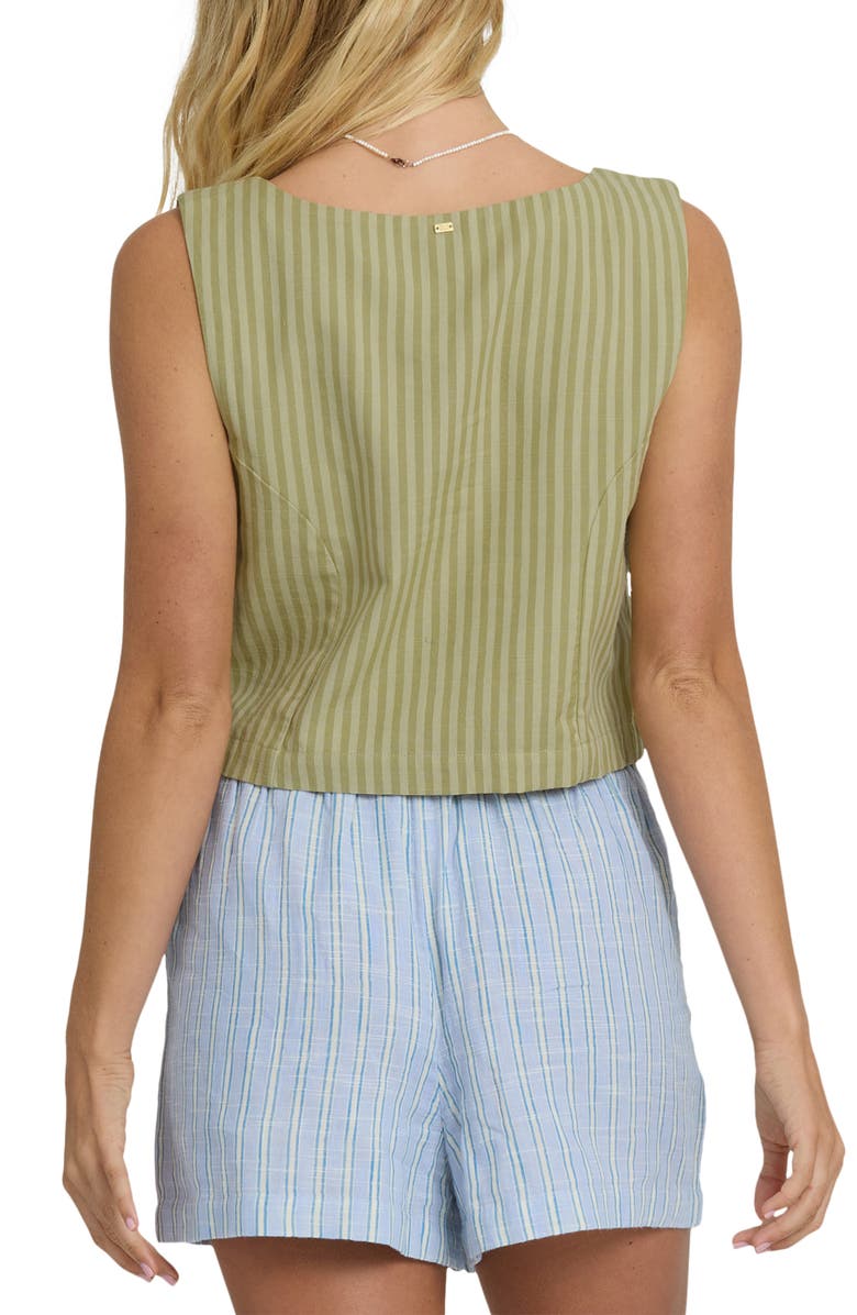 Billabong Another Wave Crop Cotton Blend Button-Up Tank Top, Alternate, color, Cedar