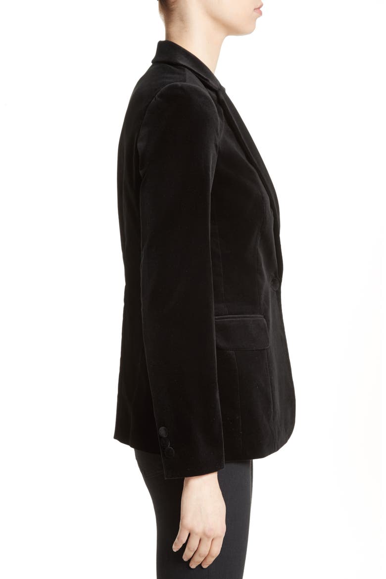 Stretch Velvet Blazer, Alternate, color, BLACK