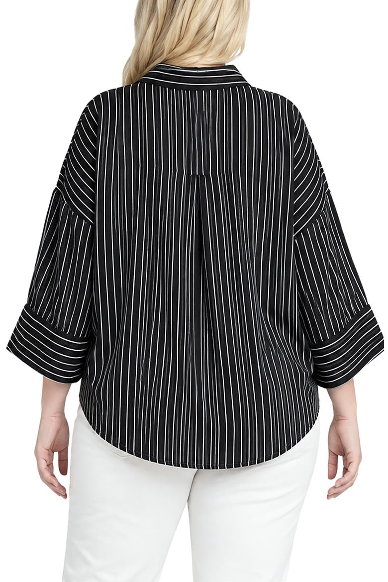 Striped Drop Shoulder Button Down Shirt, Alternate, color, BLACK STRIPE