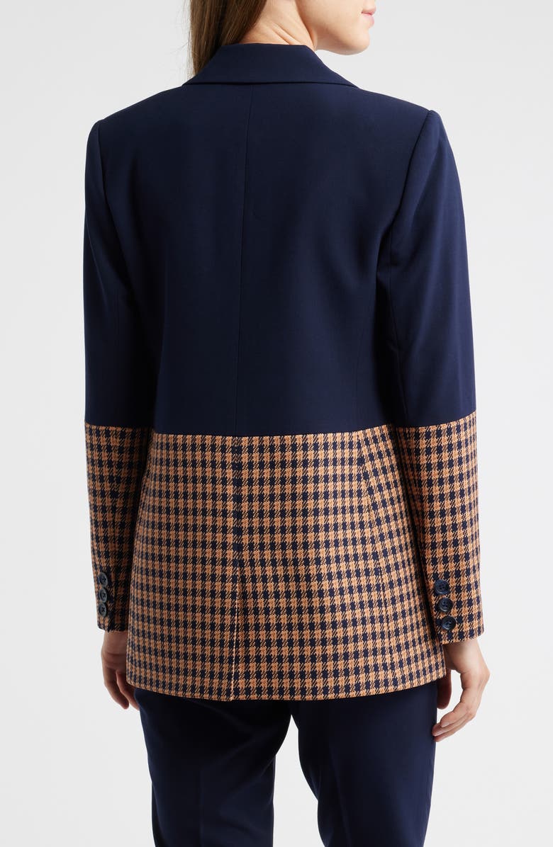 Tahari ASL Check Denim Double Breasted Jacket, Alternate, color, New Navy Ginger