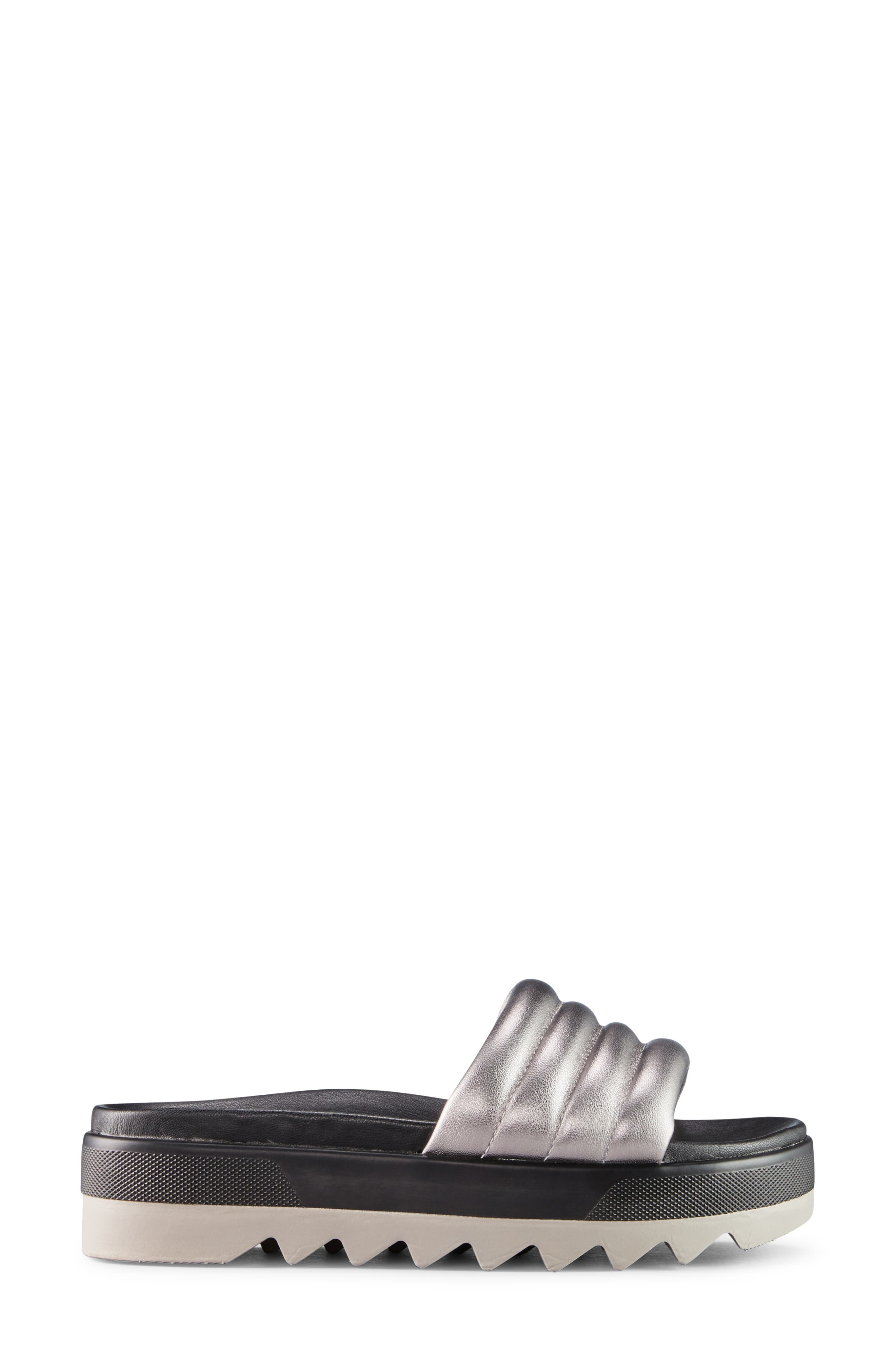 Prato Slide Sandal, Alternate, color, METALLIC SILVER LEATHER