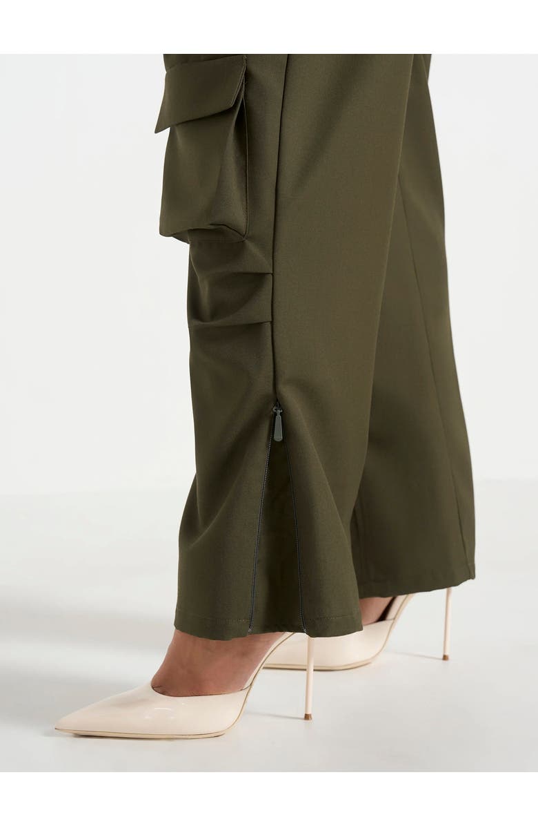 Manière De Voir Emilie Tailored High Rise Cargo Trousers, Alternate, color, Olive