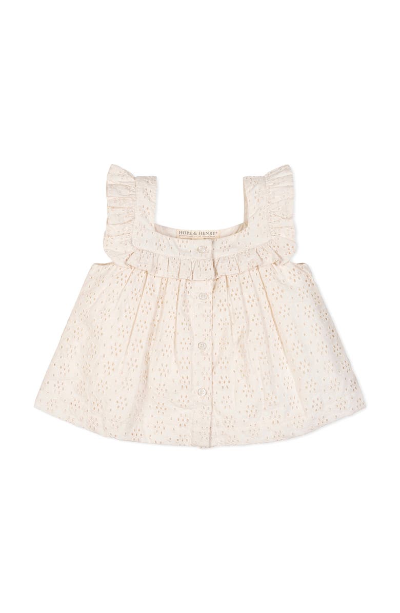 Hope & Henry Kids' Organic Eyelet Tank and Short Set, Alternate, color, Natural Eyelet