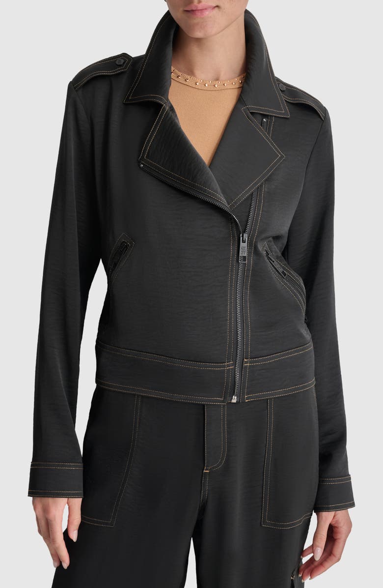 DKNY Asymmetric Zip Moto Jacket, Main, color, 