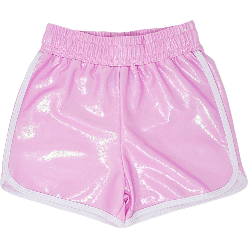 Flap Happy Girls' Sustainably Made Upf 50+ Morgan Retro Swim Shorts In Bubble Gum Sparkle
