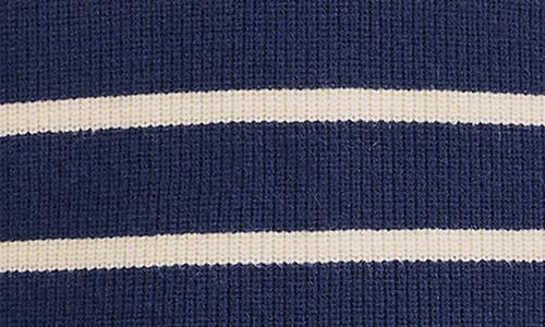 Ichi Striped Boat Neck Sweater In Birch With Black Stripe