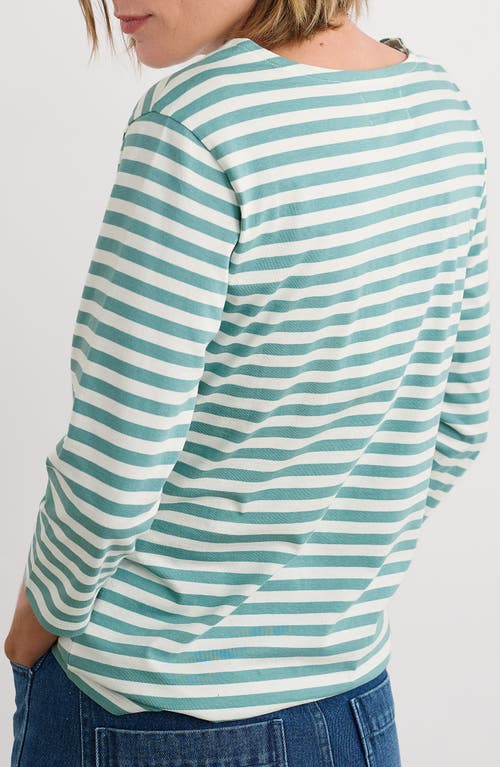 Seasalt Cornwall Sailor Stripe Organic Cotton Top In Green