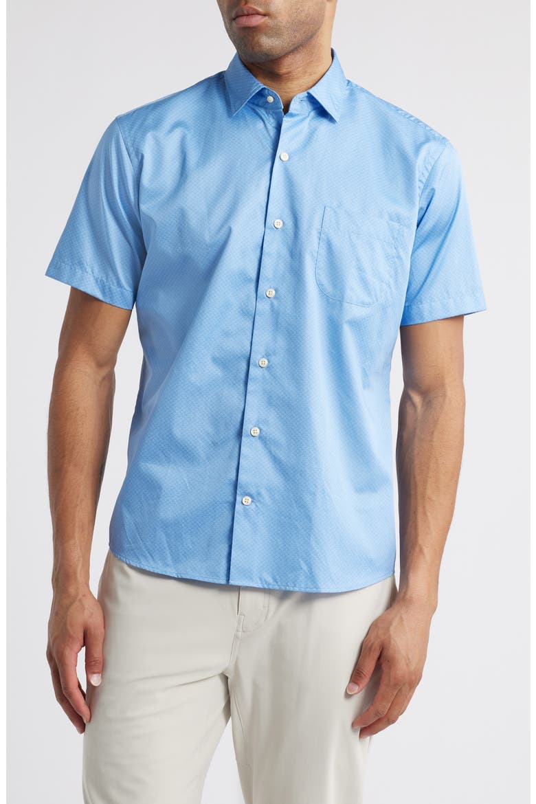 Noah Short Sleeve Button-Up Shirt, Main, color, BLUE POPPY