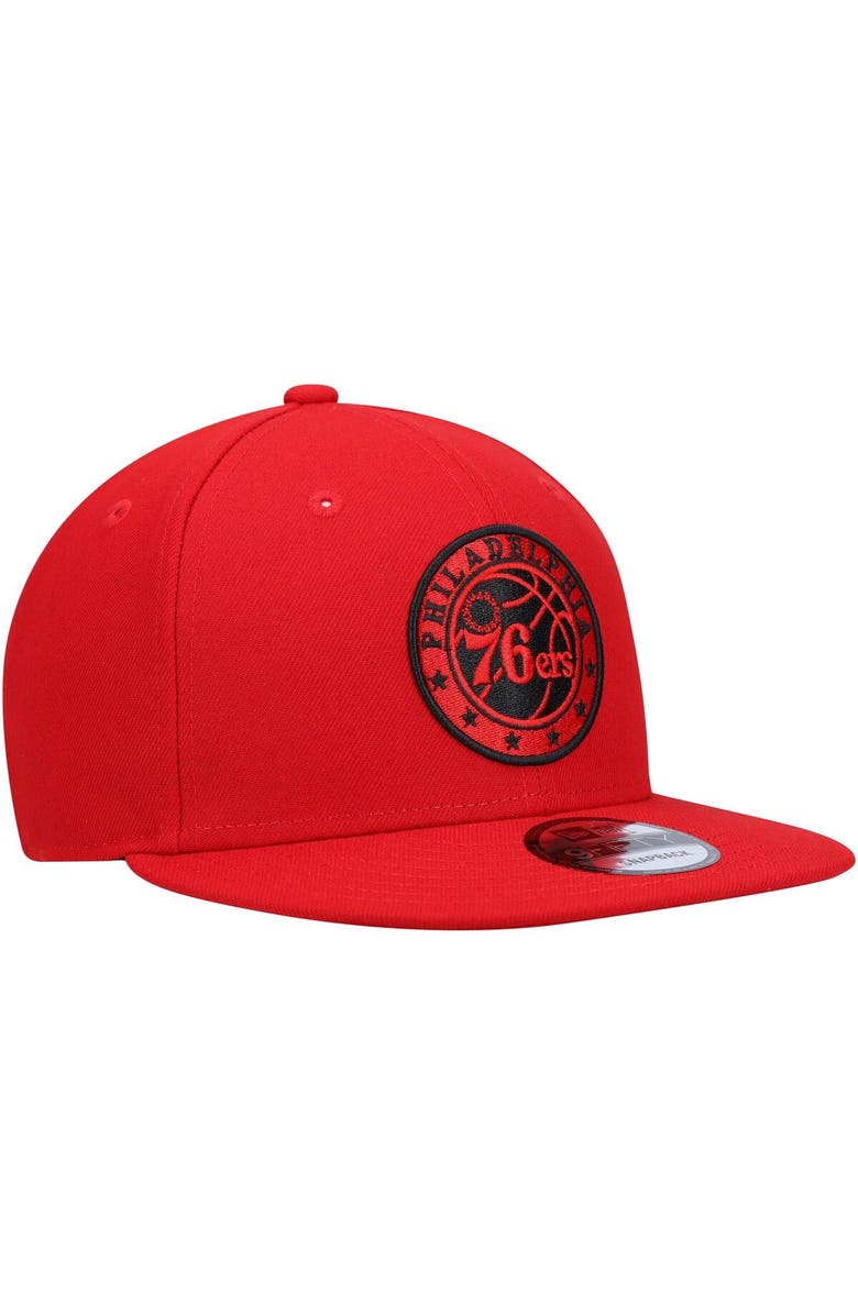New Era Men's New Era Red Philadelphia 76ers Logo 9FIFTY Snapback Hat, Alternate, color, 