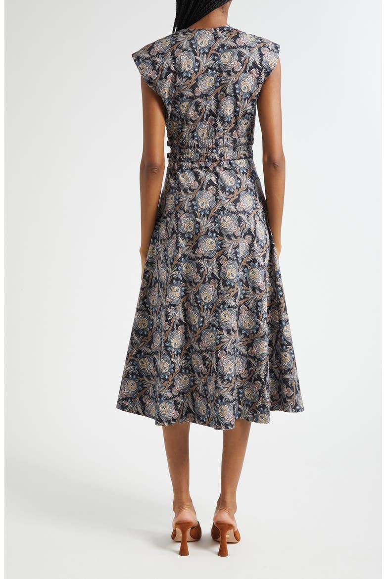 Nilsen Paisley Floral Stretch Cotton Midi Dress, Alternate, color, BLACK MULTI