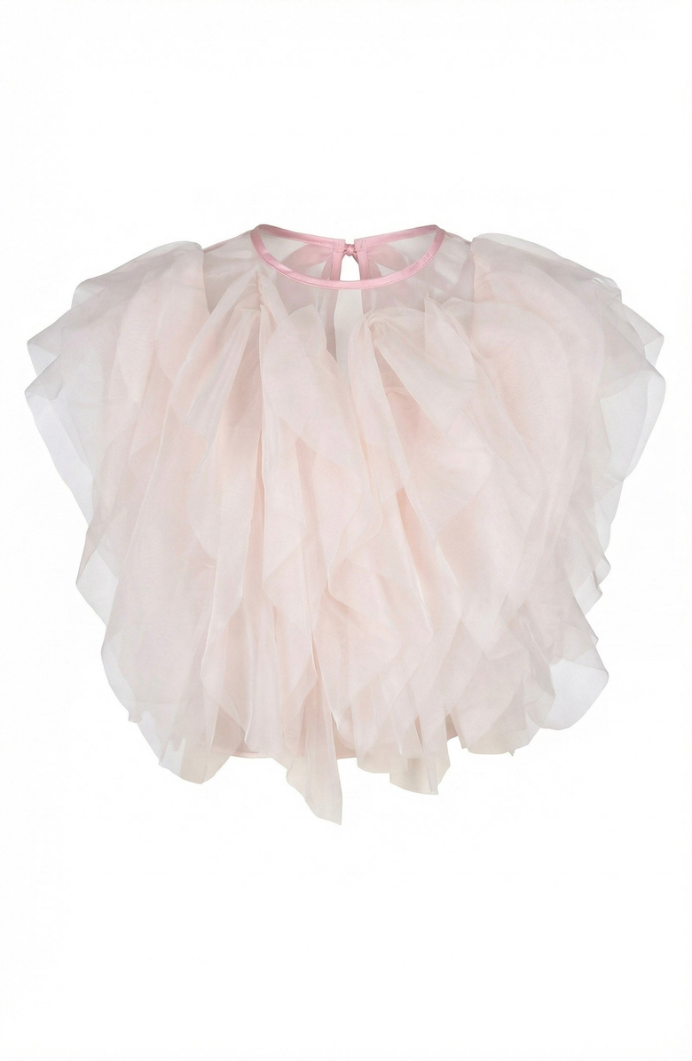 Modenaire Sheer Ruffled Tulle Blouse, Alternate, color, Pale Pink