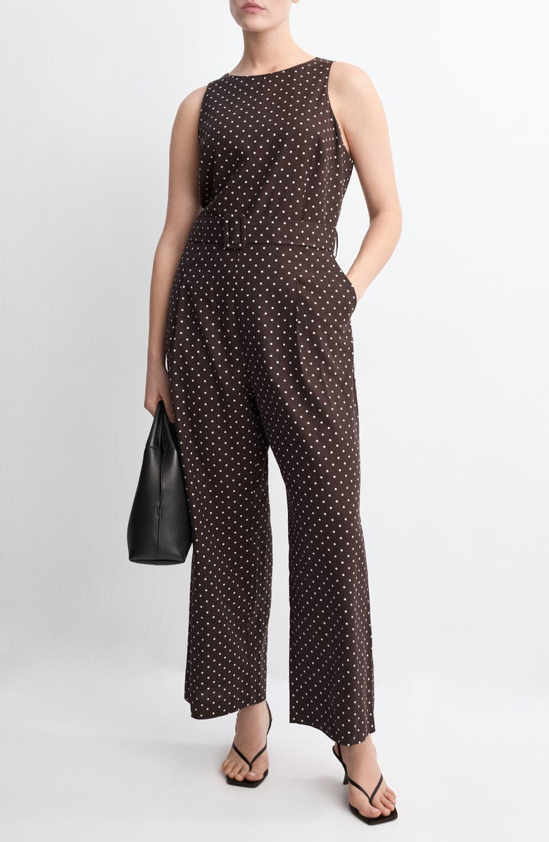 MANGO Polka Dot Sleeveless Wide Leg Jumpsuit, Main, color, 